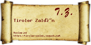 Tiroler Zalán névjegykártya